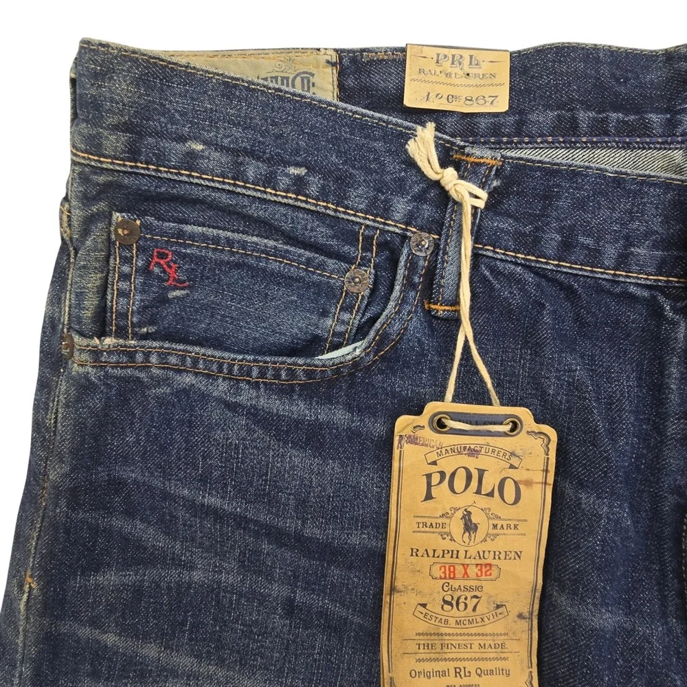 Polo Ralph Lauren 867 Classic Jeans Mens 38x32 Dark Wash Straight Leg Denim NWT